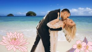Can a man marry an older woman? | Marrying an older woman 6 A young man in a black suit marring an older woman in a wedding gown are kissing at the ocean shores