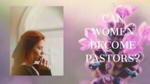 A woman pastor on a black suit making some prayers in the church