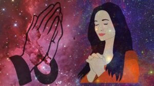 The secret to claim your blessings. 2 A beautiful woman humbling herself to pray as she looks into the sky