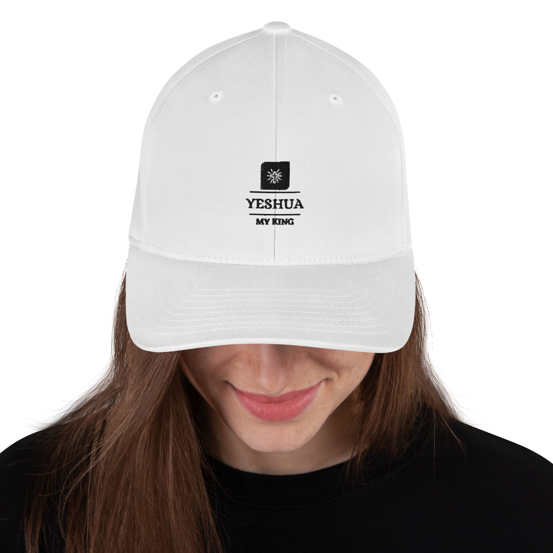 White and Khaki Structured Twill Cap with Yeshua Logo 3 White and Khaki Structured Twill Cap with Yeshua Logo - Image 3