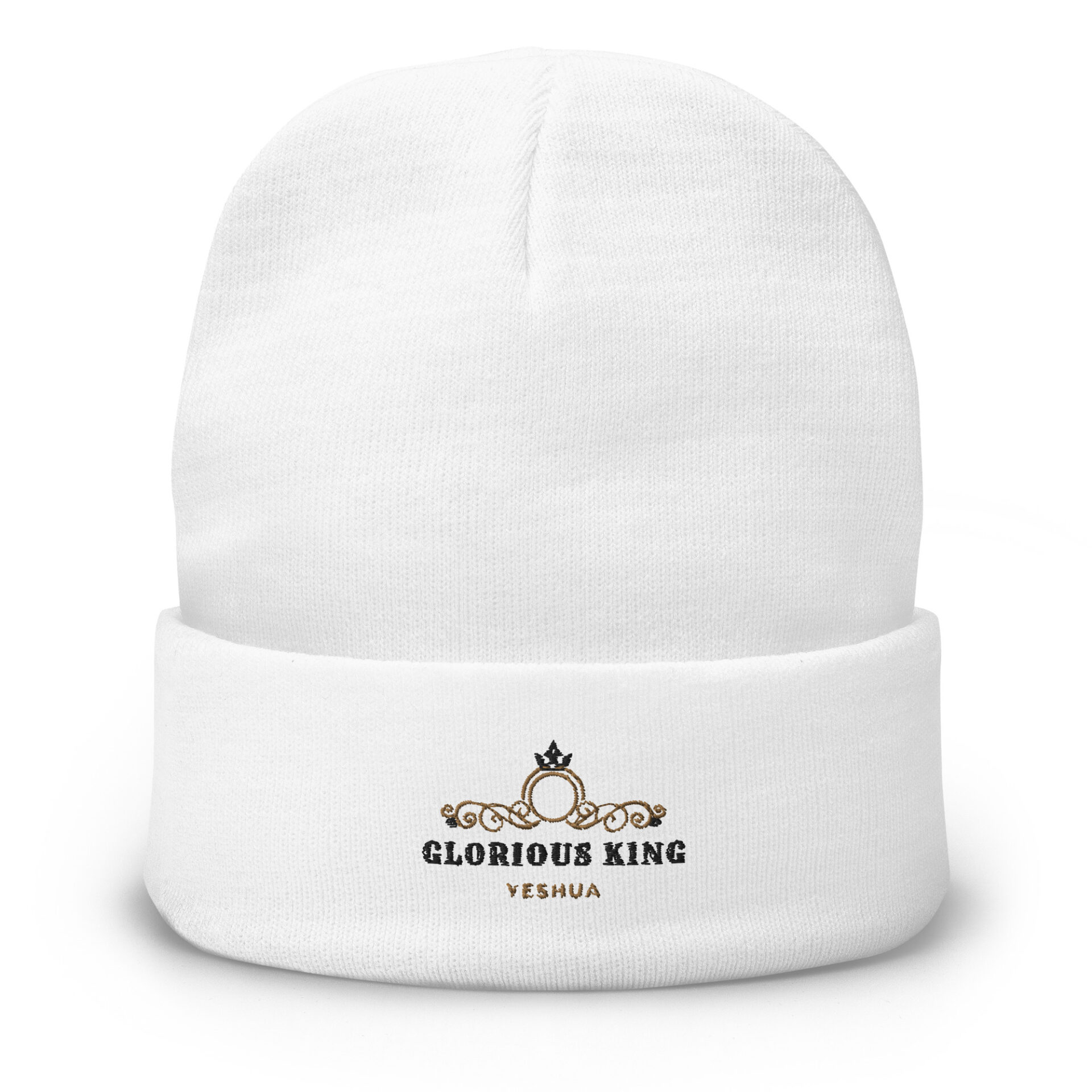 White Embroidered Beanie with a Glorious King logo 1 White Embroidered Beanie with a Glorious King logo