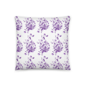 Pillow with purple flowers design