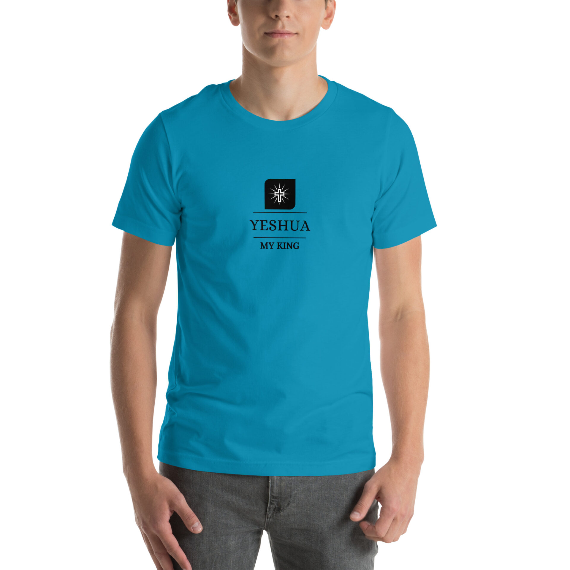 Unisex t-shirt with a Yeshua my King cross logo 2 Unisex t-shirt with a Yeshua my King cross logo - Image 2